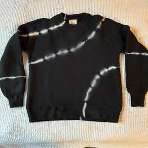Black and white tie dye heavy knit sweater
